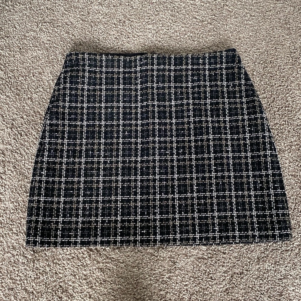NWOT LOFT Black White and Gold High Rise Pocket Shift Mini Skirt  for Women